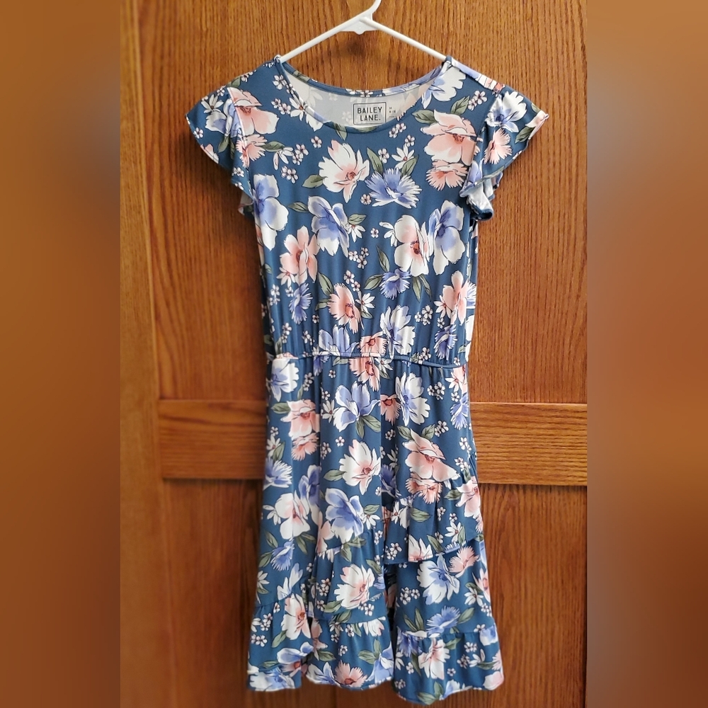 Bailey Lane Girl's Size M (8-10) Dark Teal Floral Dress